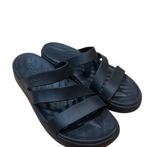 CROCS Black Strappy Slide Sandals